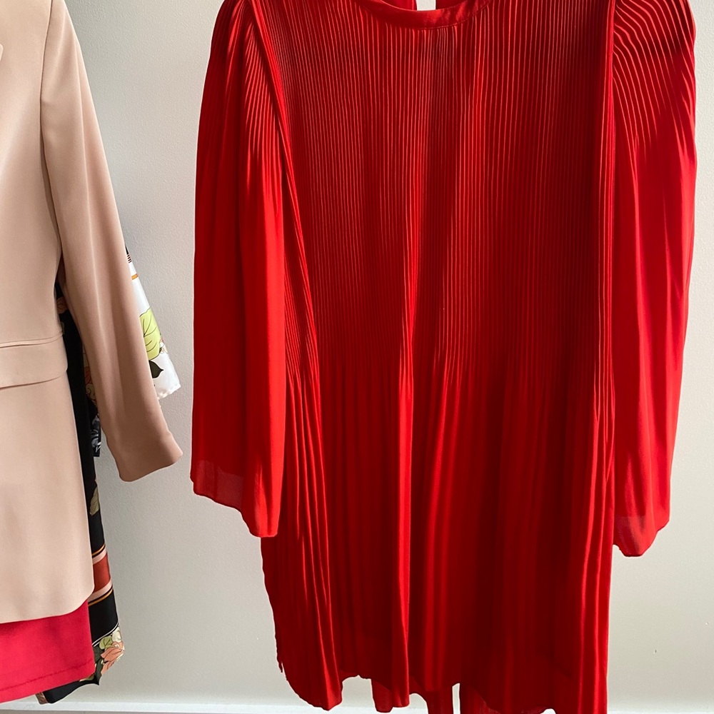 Red Pleated Dress